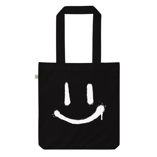 Graffiti - Smiley (black tote bag)