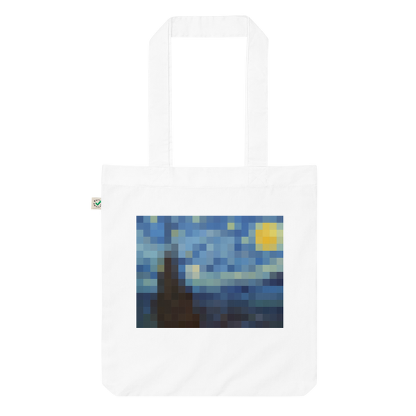 Pixel Art - Stylisation of Starry Night by Van Gogh (organic tote bag)