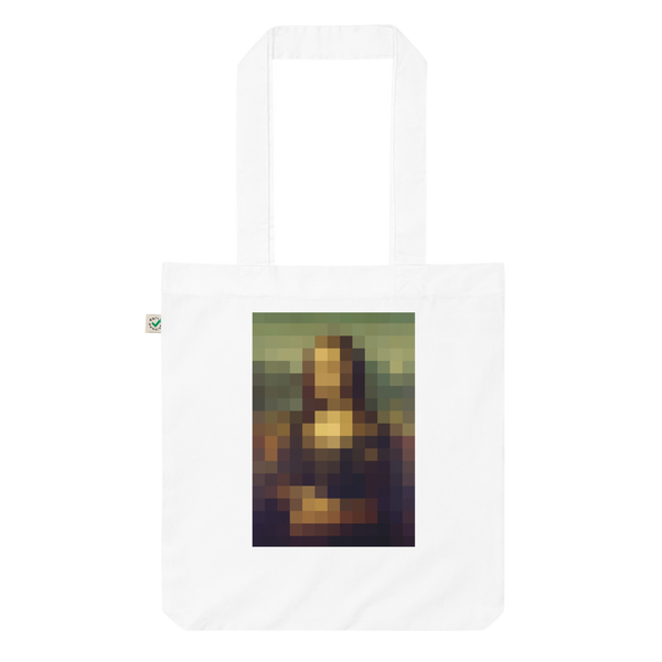 Pixel Art - Stylisation of Mona Lisa by Da Vinci (organic tote bag)