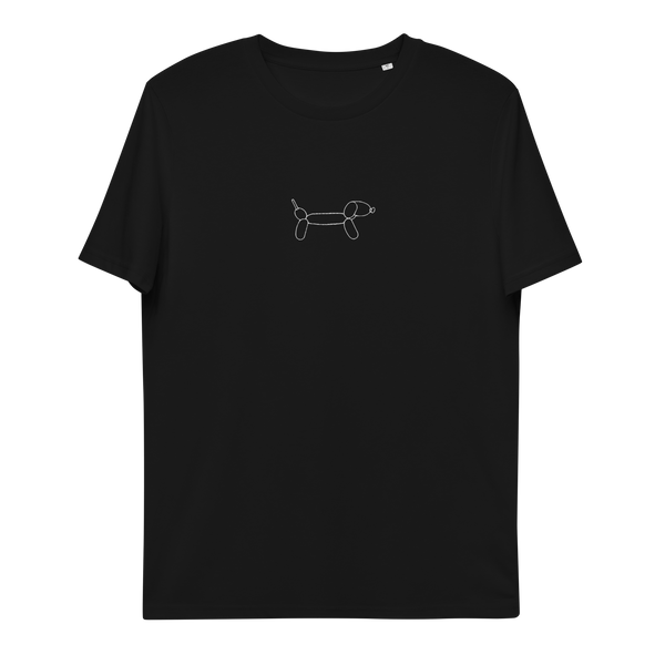 Balloon Dog - Sausage Dog Outline EMBROIDERY (black T-Shirt)