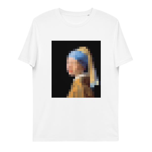 Pixel Art - Stylisation of Girl with Pearl Earring by Vermeer (unisex T-Shirt)